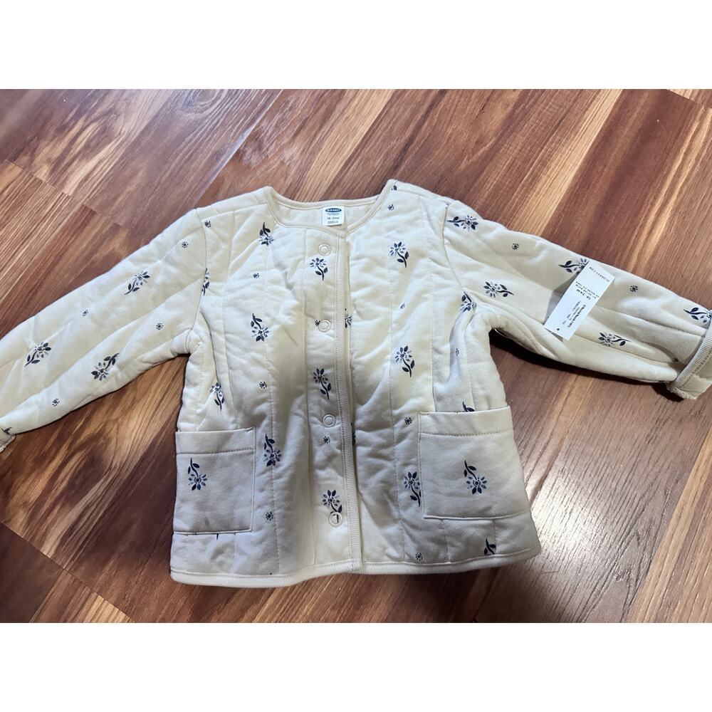 Old Navy Floral Cream Quilted Snap Baby Jacket